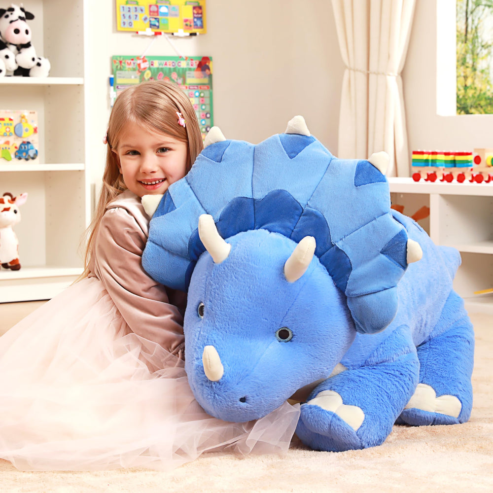 IKASA soft fluffy dinosaur plush, giant size ideal for kids' snuggles.