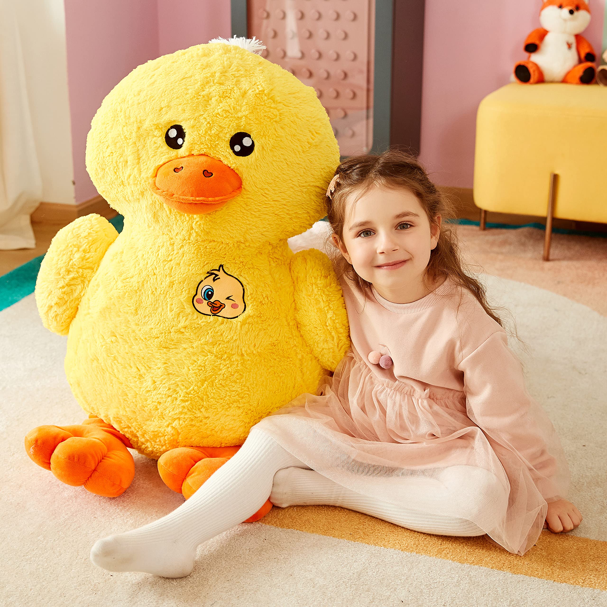 IKASA yellow duck stuffed animal with ultra-soft touch for cuddling.
