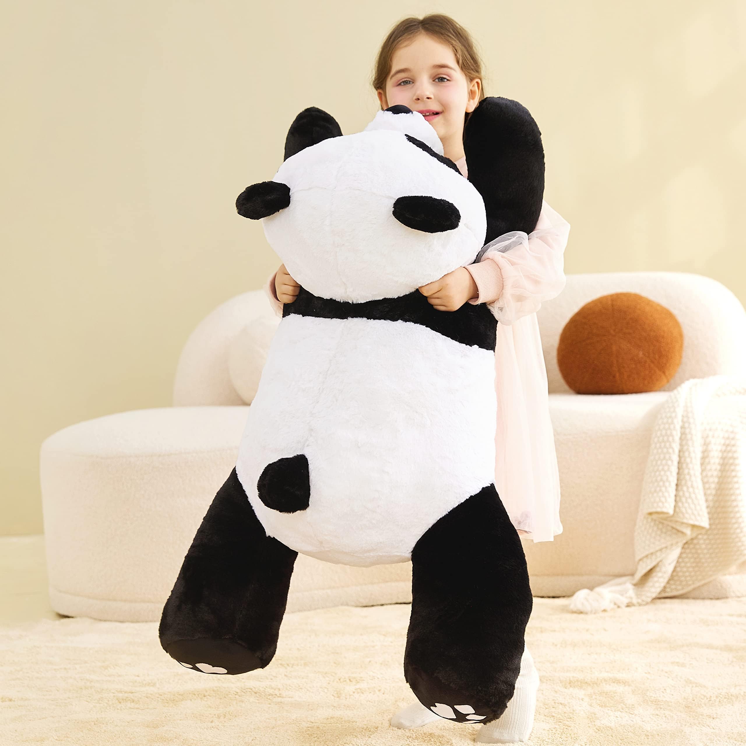 IKASA surface-washable panda plush cleans easily after playtime.