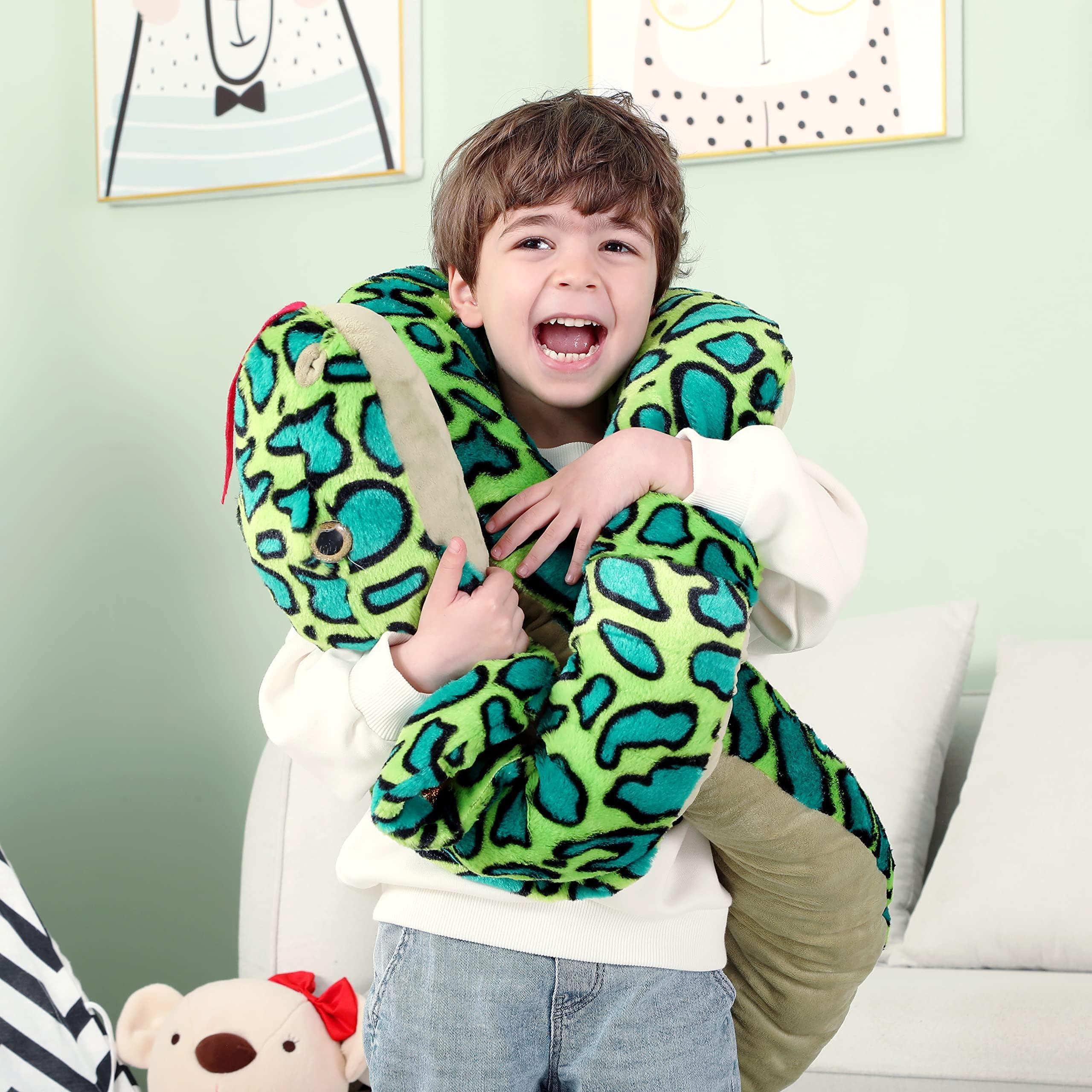 IKASA surface-washable snake plush easy to clean after adventures