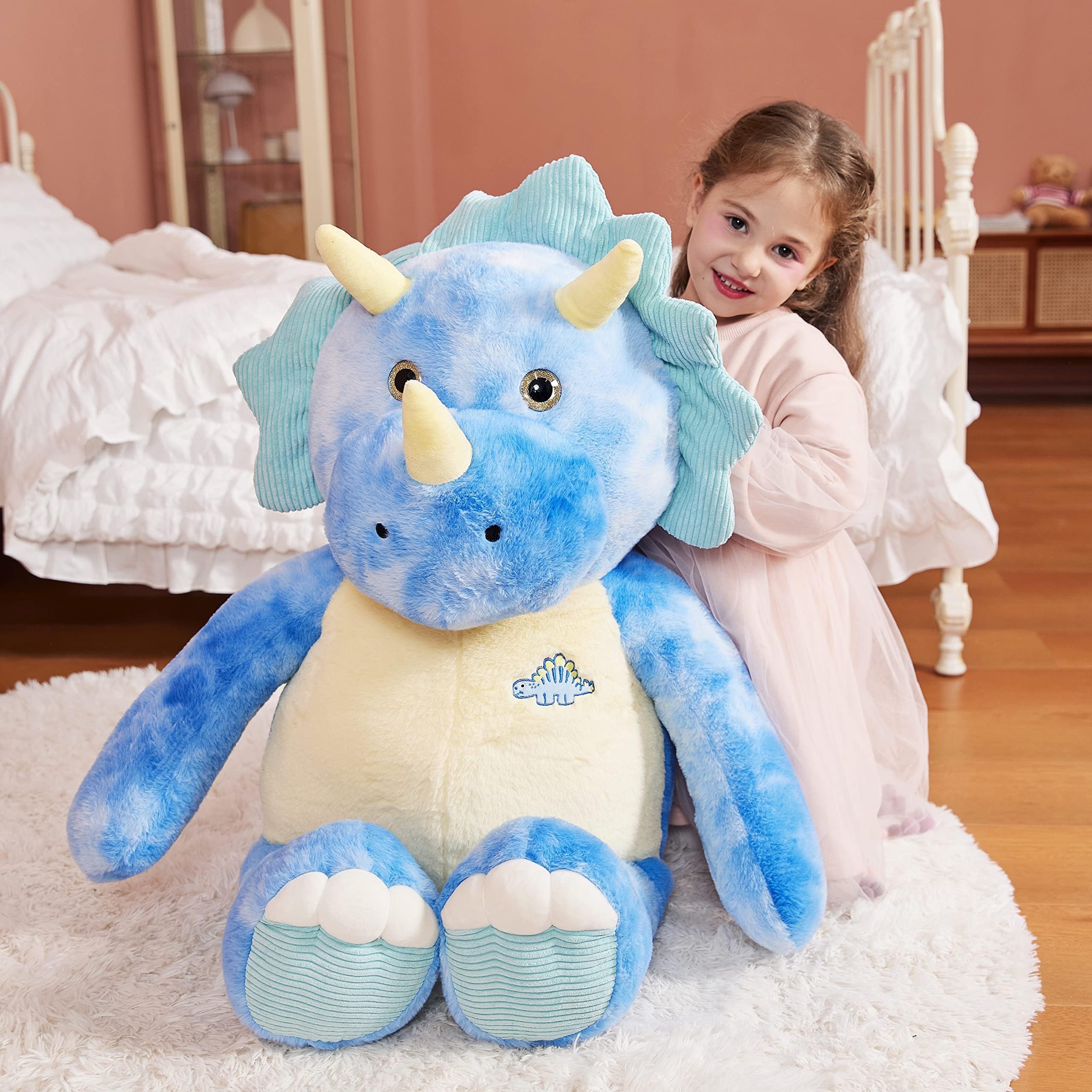 IKASA surface-washable Triceratops plush for easy cleaning after adventures.