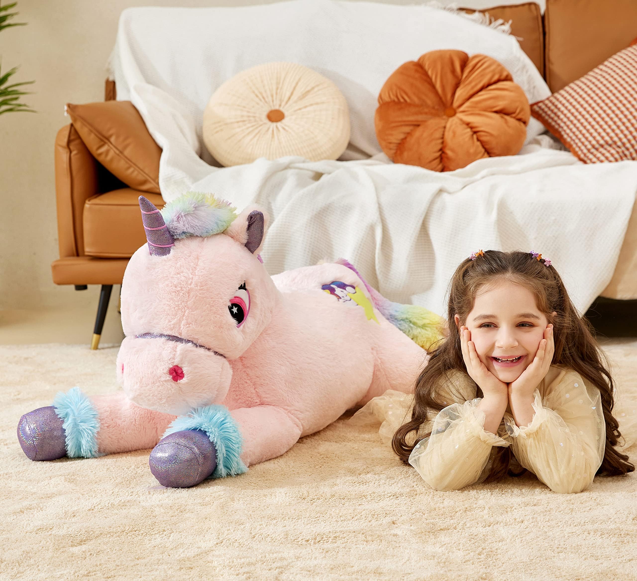 IKASA surface-washable unicorn plush—easy care between adventures.