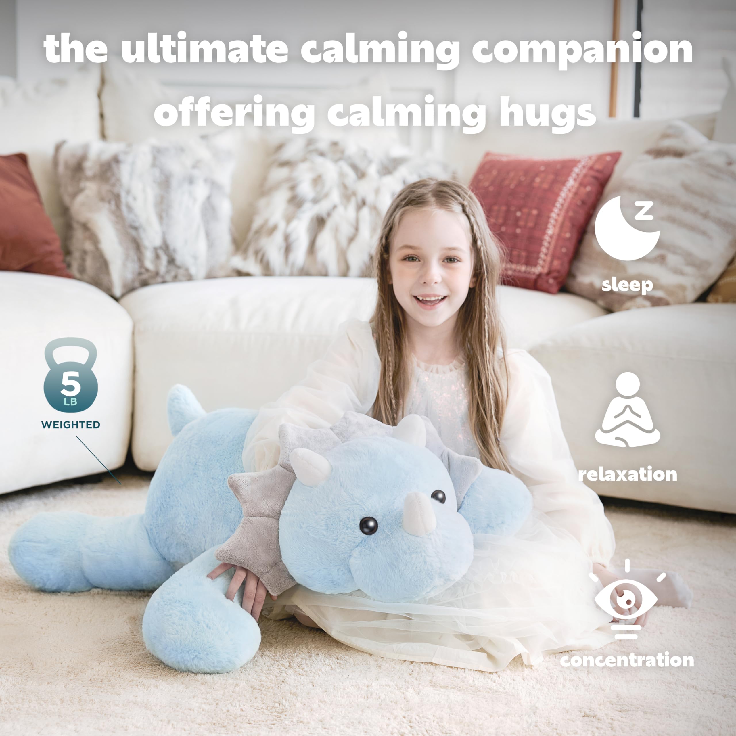 IKASA Triceratops soft cotton fabric for cuddling comfort.
