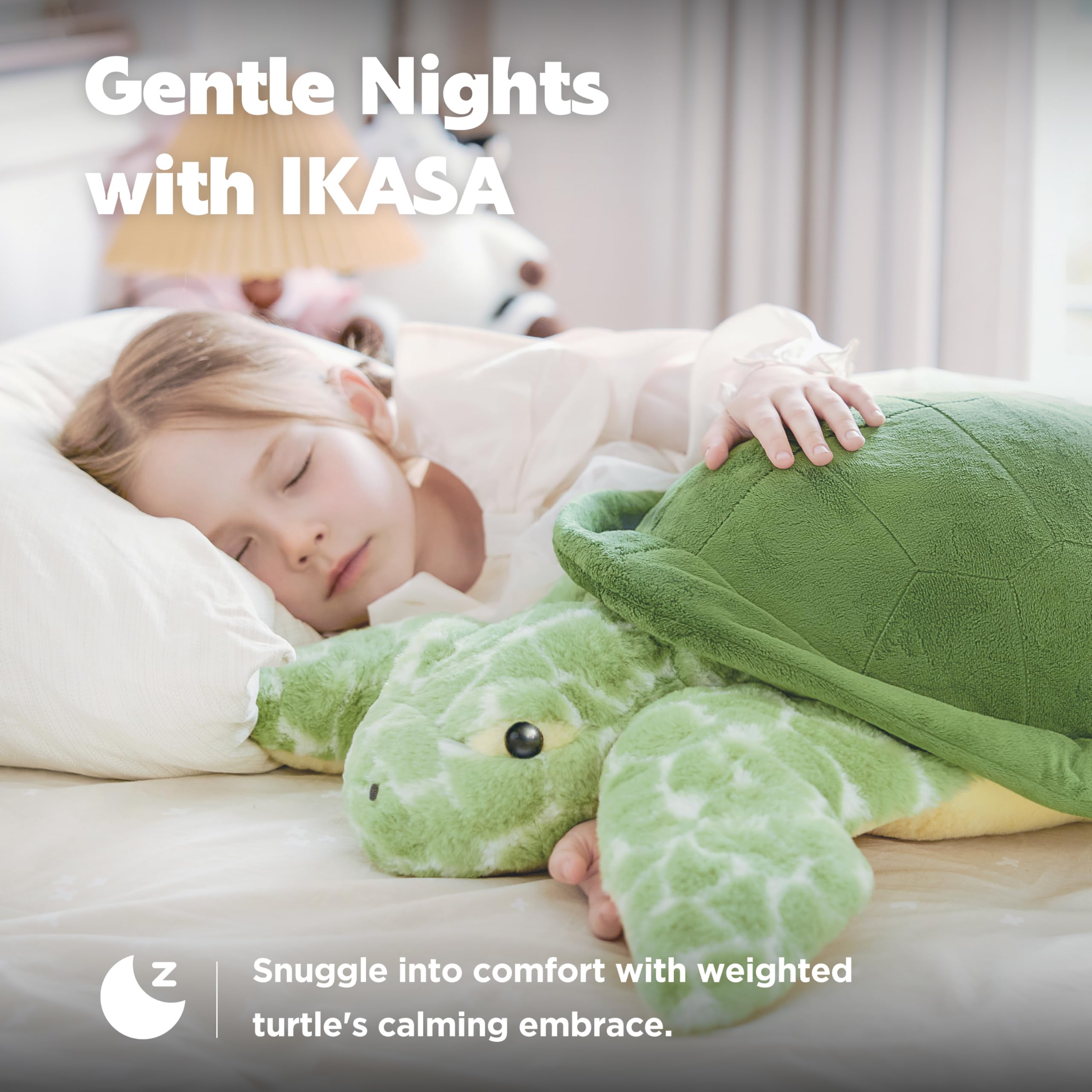 IKASA turtle plush ideal for sleep, reading, or quiet time.