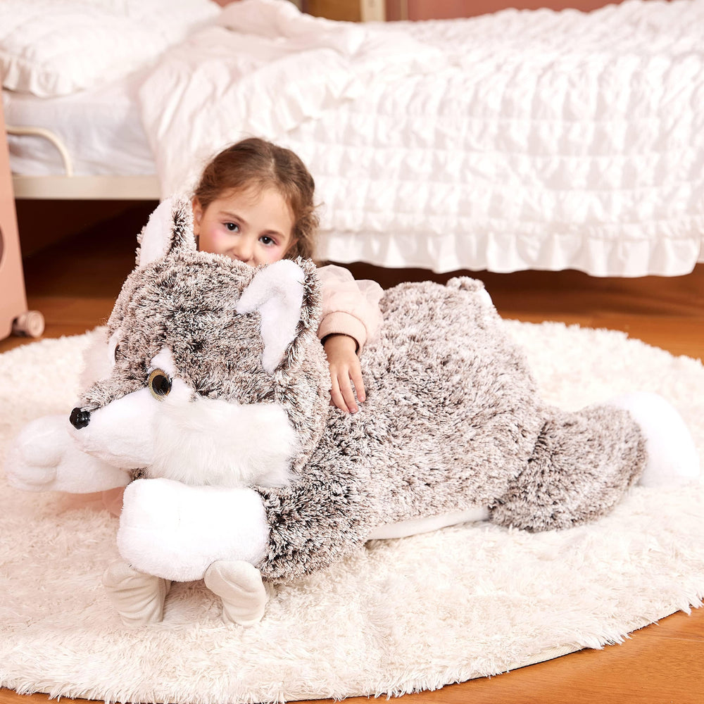 Surface-washable IKASA wolf plush for easy cleaning