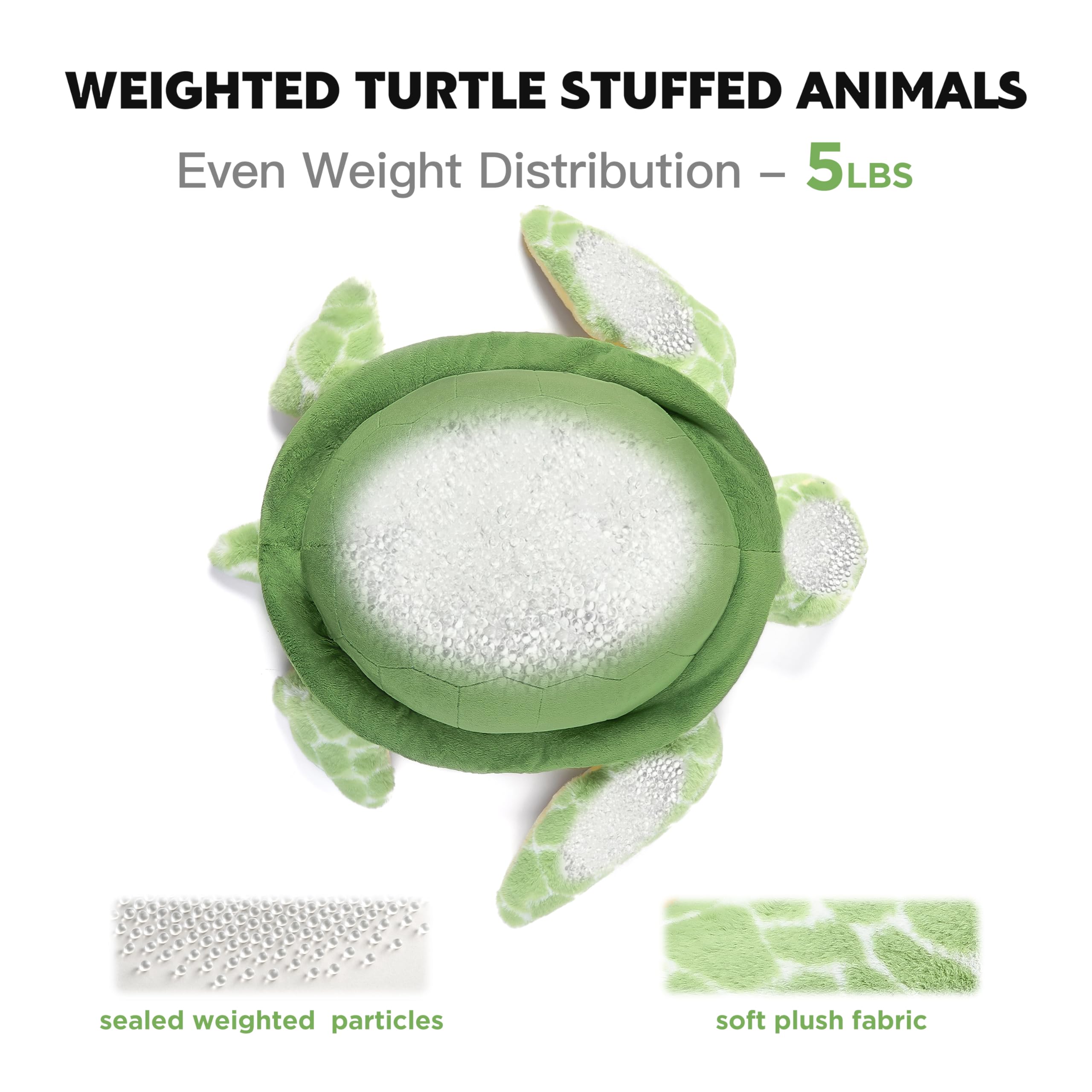IKASA weighted turtle plush designed to provide security and comfort.