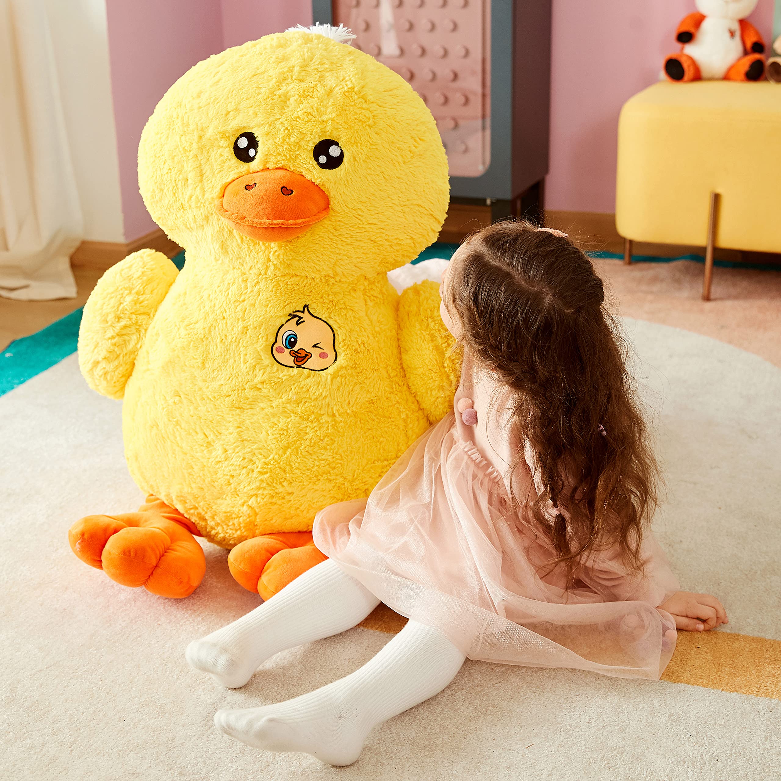IKASA large duck plush as a cozy bedtime companion.