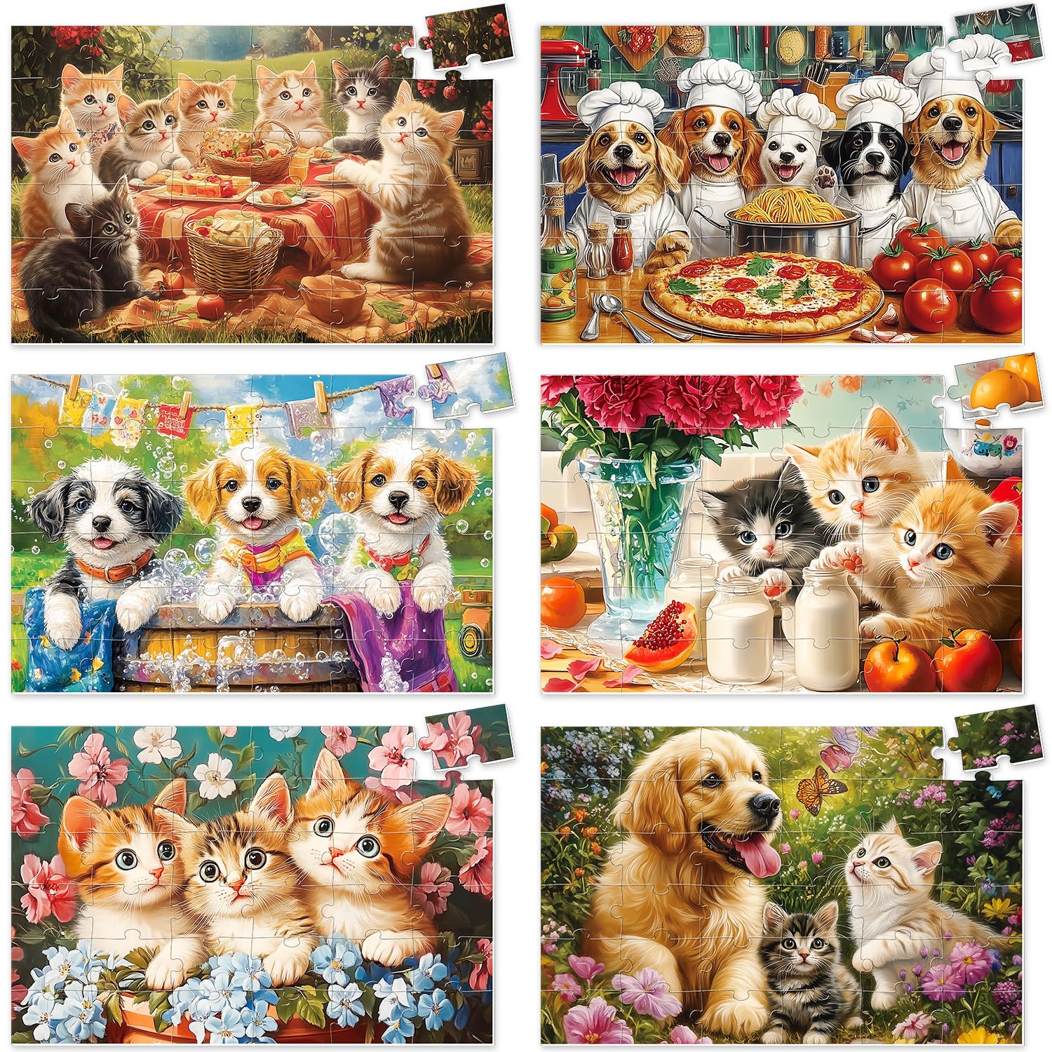 IKbodKI Kitties and Doggies puzzle set with 36 large pieces for easy handling and calm activity