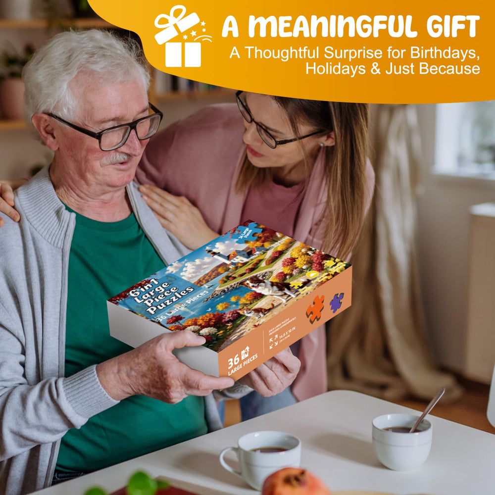 IKbodKI six 36-piece puzzles with matching posters for easy assembly