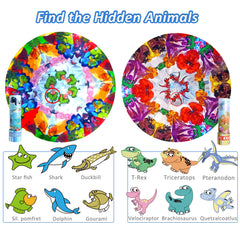 iKeelo kaleidoscope inside view showcases rotating color mosaics for focused watching.