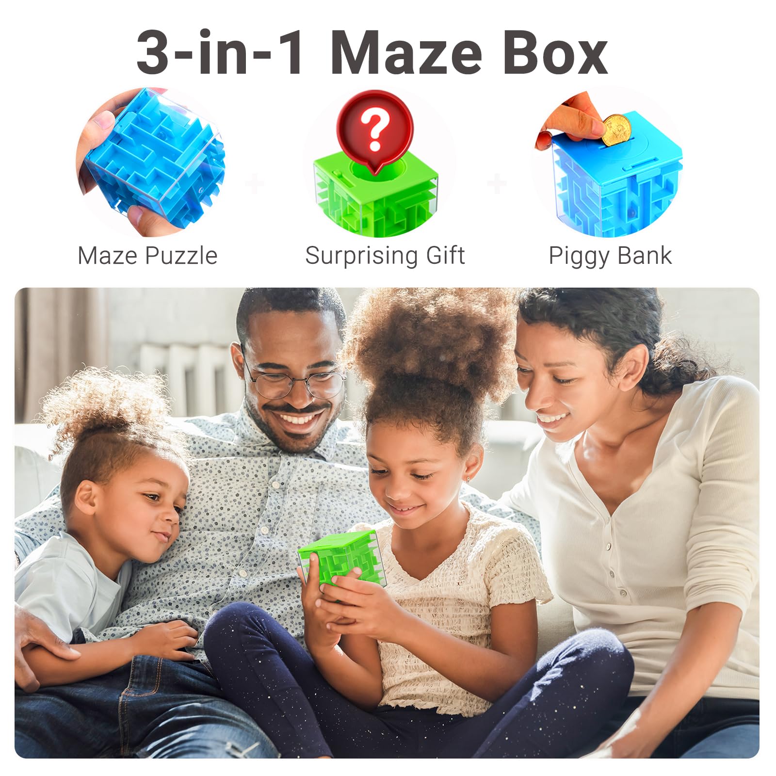 iKeelo Money Maze Box green front view, appealing two-pack for kids.