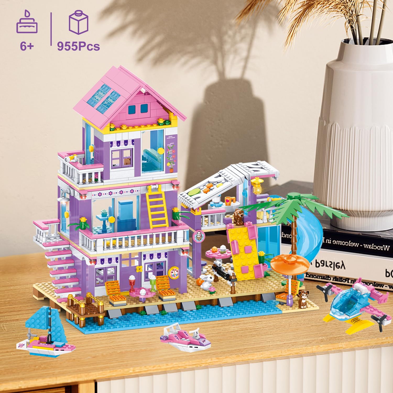 IKKOSYA seaside villa large model display as colorful home decor