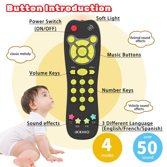 iKOIHO baby remote side-profile demonstrates easy grip for tiny hands.