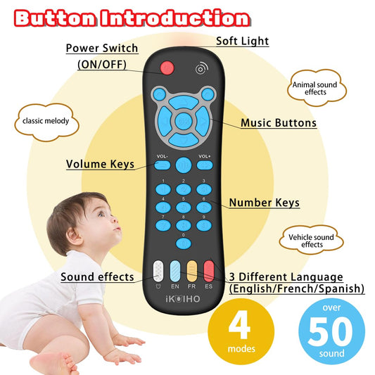 iKOIHO baby remote toy close-up of textured number buttons
