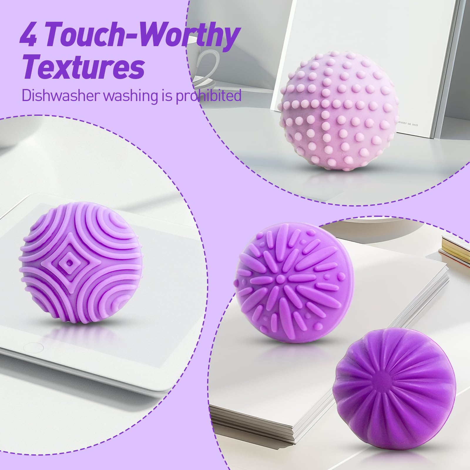 ikrto lavender magnetic stress ball with four textures for soothing tactile feedback