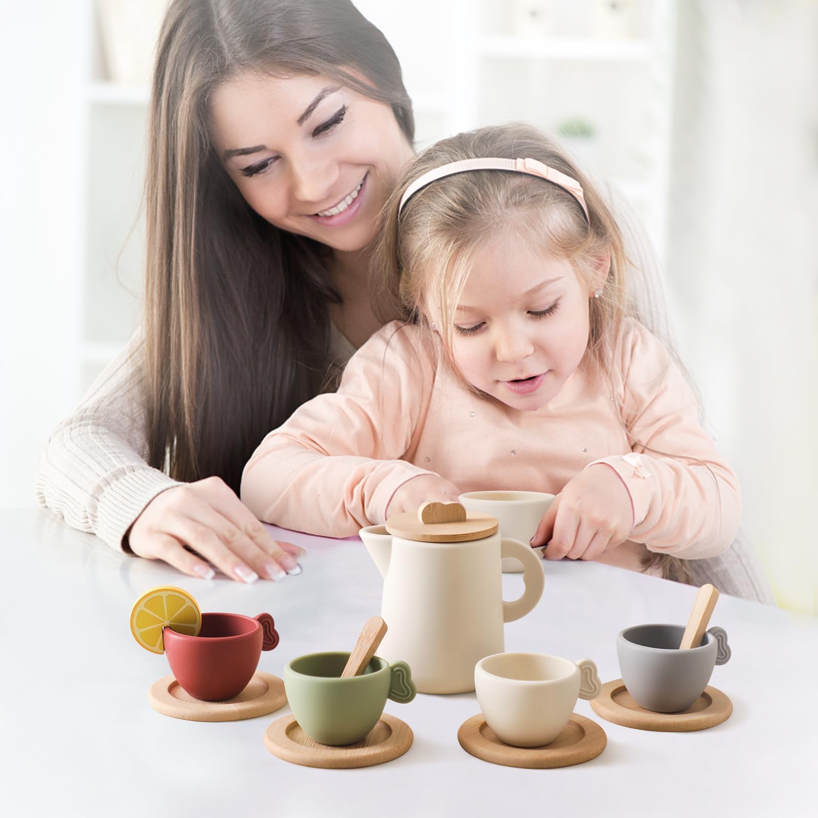 Ikubigu tea party set lemon slice accent for realistic pretend treats