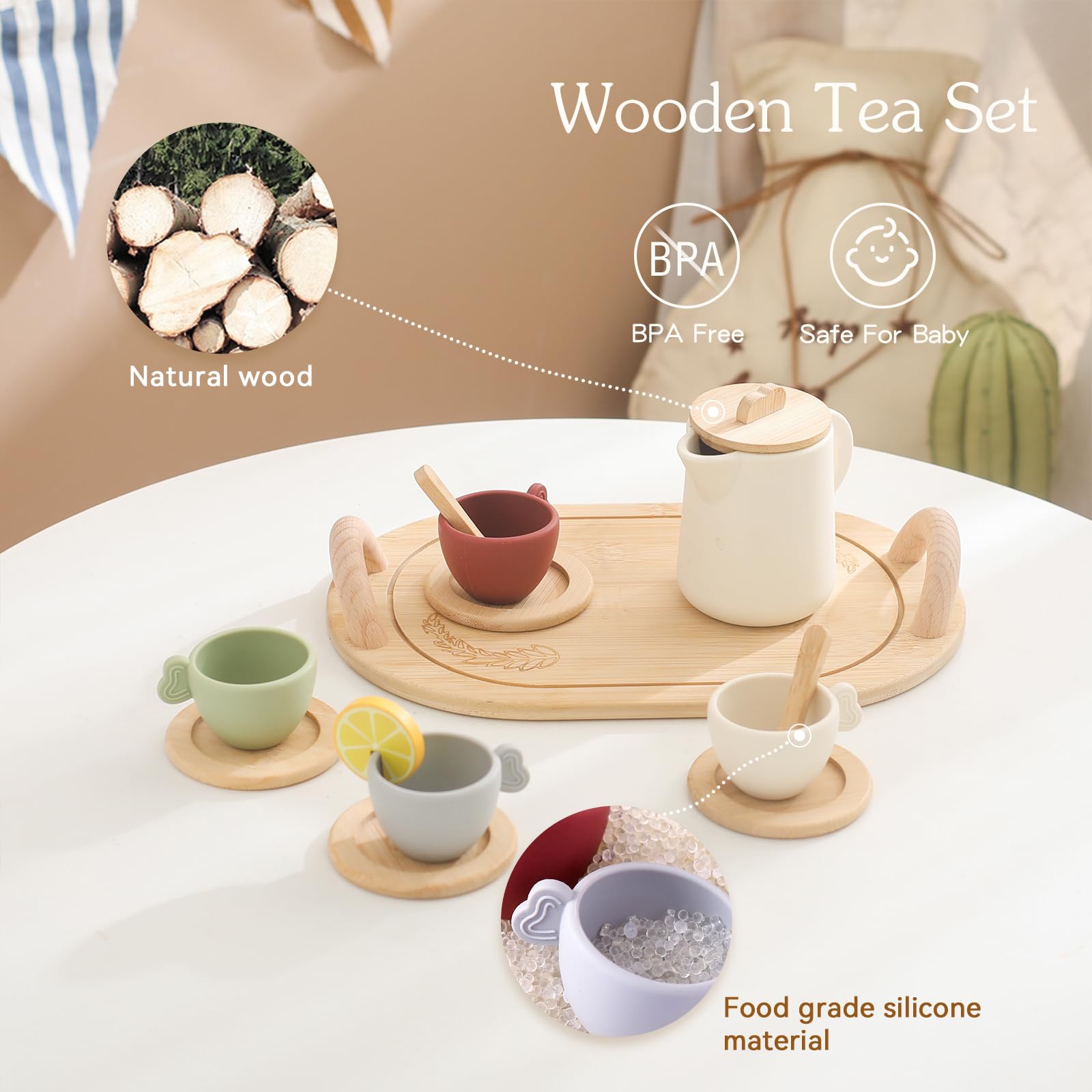 Ikubigu tea party set tray designed for easy, kid-friendly serving