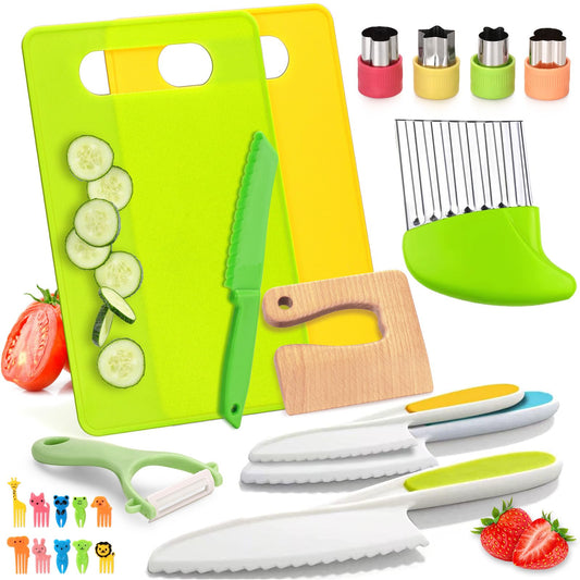 iKumar kids wooden knife for safe pretend cooking and real skill practice.