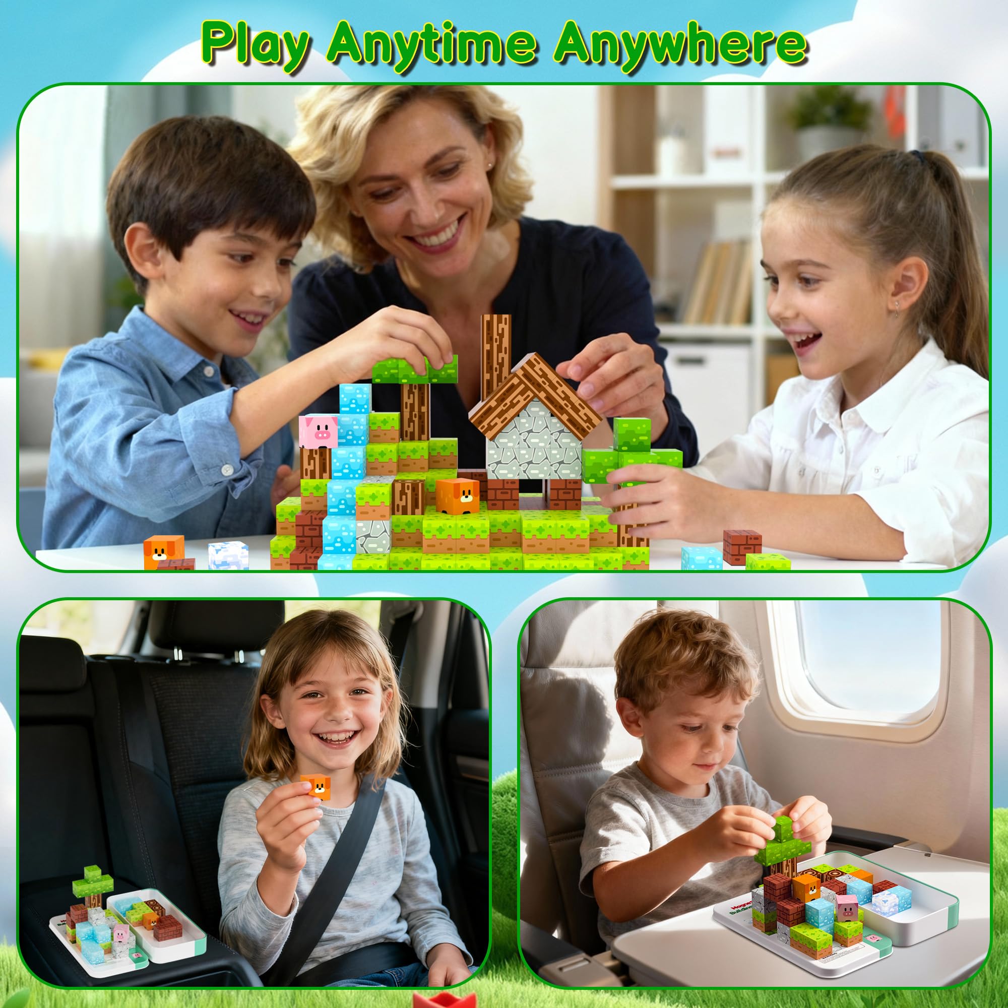 iLacven magnetic blocks compatible with other 0.8-inch sets for bigger creations