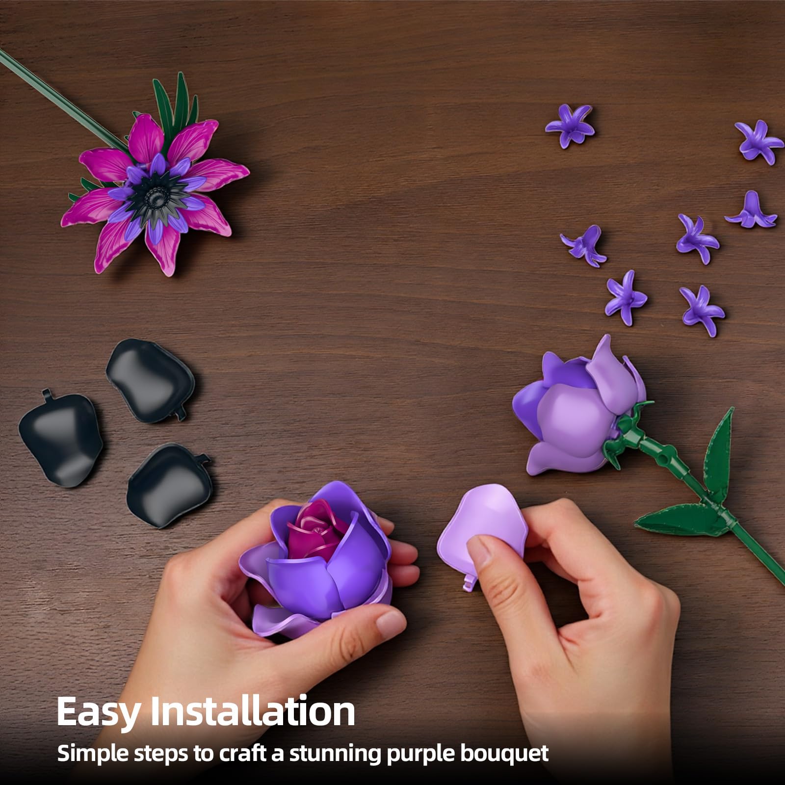 iLacven lavender stem adds subtle color contrast to the display.