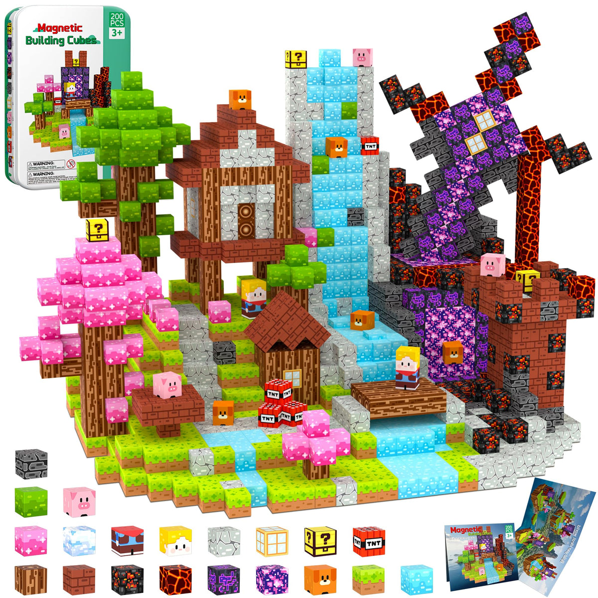 iLacven magnetic blocks travel set in a tin box for on-the-go play and learning