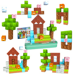 iLacven Magnetic Blocks travel tin with 35 pieces for screen-free on-the-go play