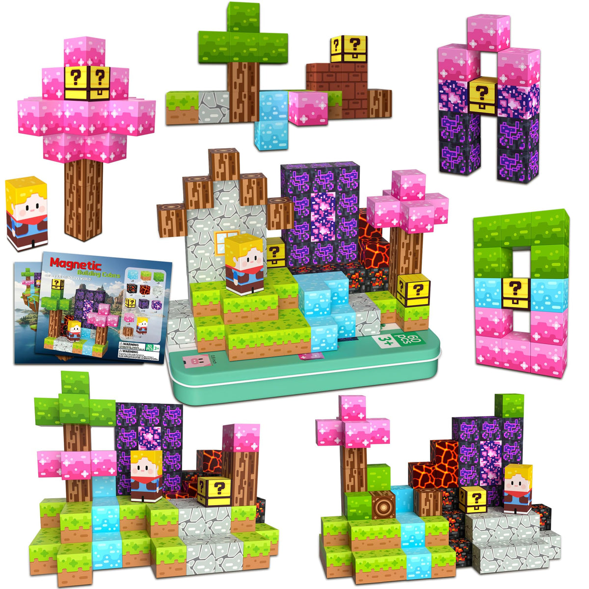 ilacven magnetic blocks travel tin box for screen-free play on the go