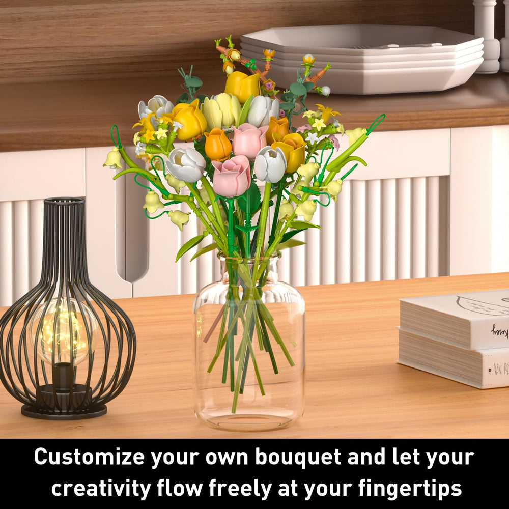 iLacven Rose Bouquet Building Set with adjustable stems and petals