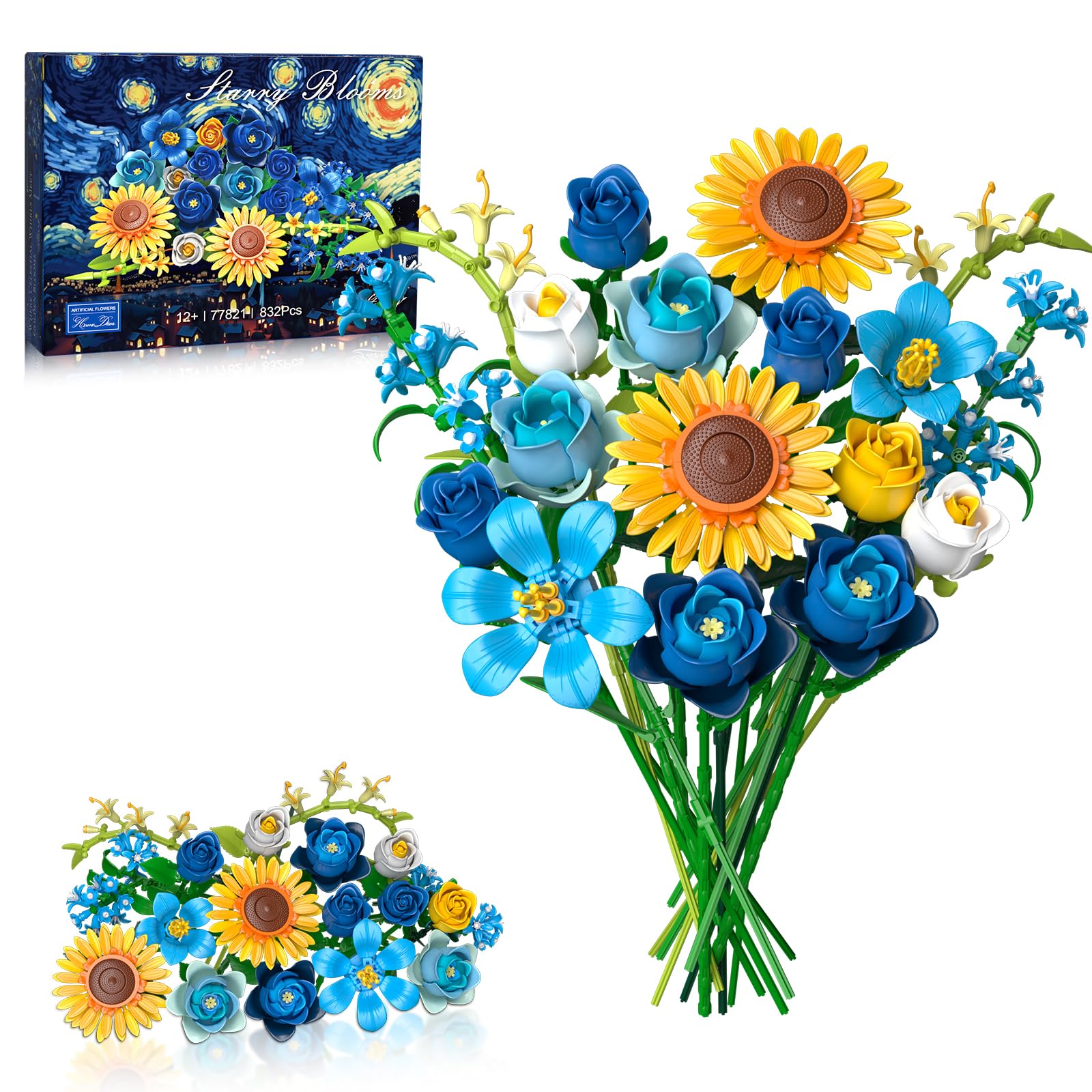iLacven Starry Blooms blue rose petals add elegant desk decor