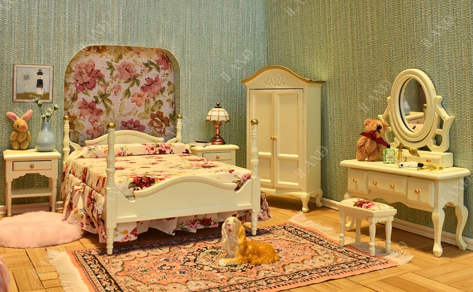 iland dressing table with stool in cream enhances pretend morning routines