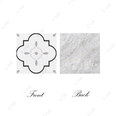 iland dollhouse flooring French white floral tiles add elegant interior touches.