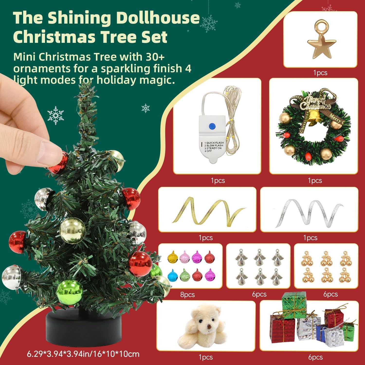 iland dollhouse mini Xmas wreath completes a charming 1/12 scale holiday display.