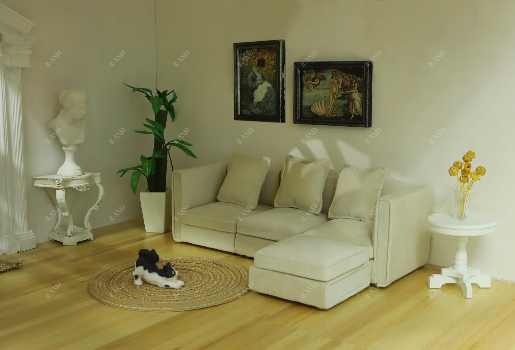 iland miniature sofa detail in velvet fabric adds authentic texture