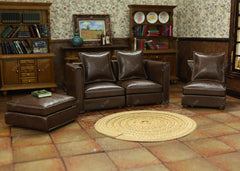 iLAND Dollhouse Sectional Couch back-view presents a sleek brown silhouette