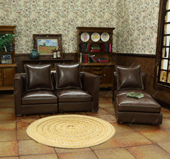 iLAND Dollhouse Sectional Couch seat-detail highlights stitching and miniature realism