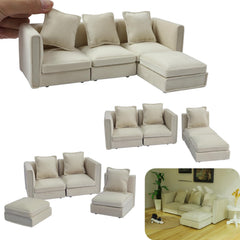iland dollhouse sectional sofa in white velvet enhances 1/12-scale living rooms