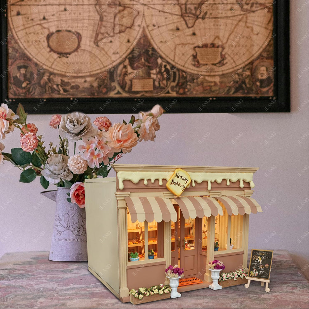 iland wooden dollhouse room box clear acrylic roof for day or night scenes