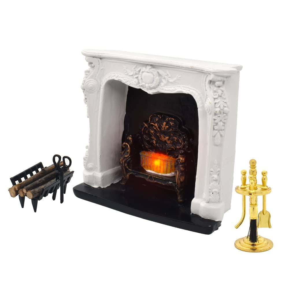 iland Rococo dollhouse fireplace 1/12-scale with realistic miniature design for vintage scenes