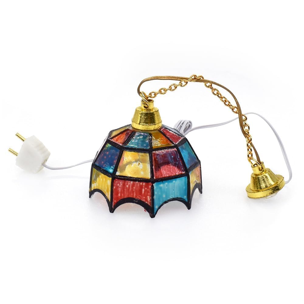 The iland stained-glass-inspired shade adds kaleidoscopic reflections to interiors.