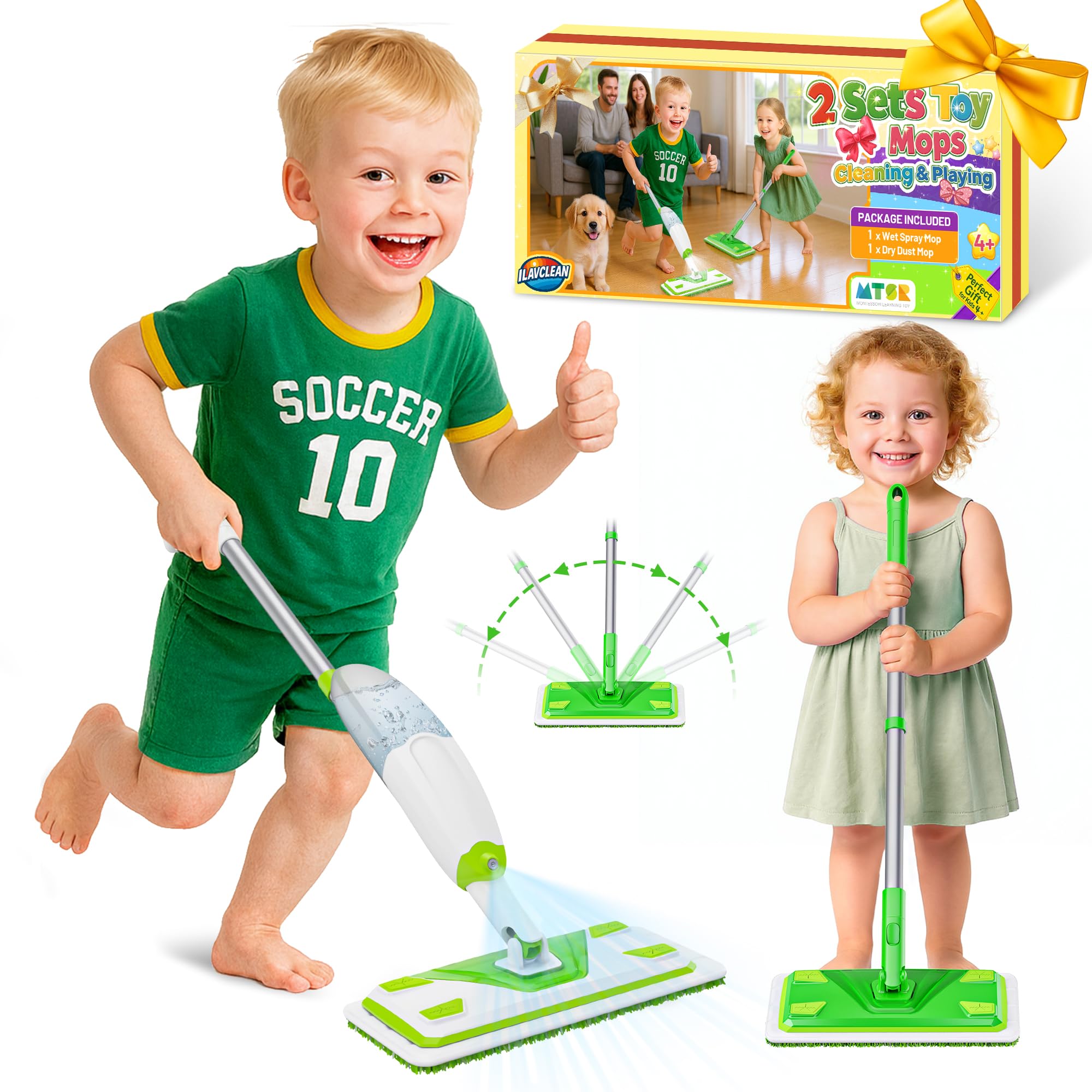 ILAVCLEAN kids toy mop spray action encourages imaginative play and practical skill-building.