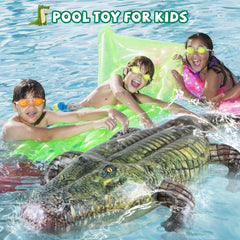 ILEISURELY giant alligator pool float in water, doubles as a floating toy for lake days.