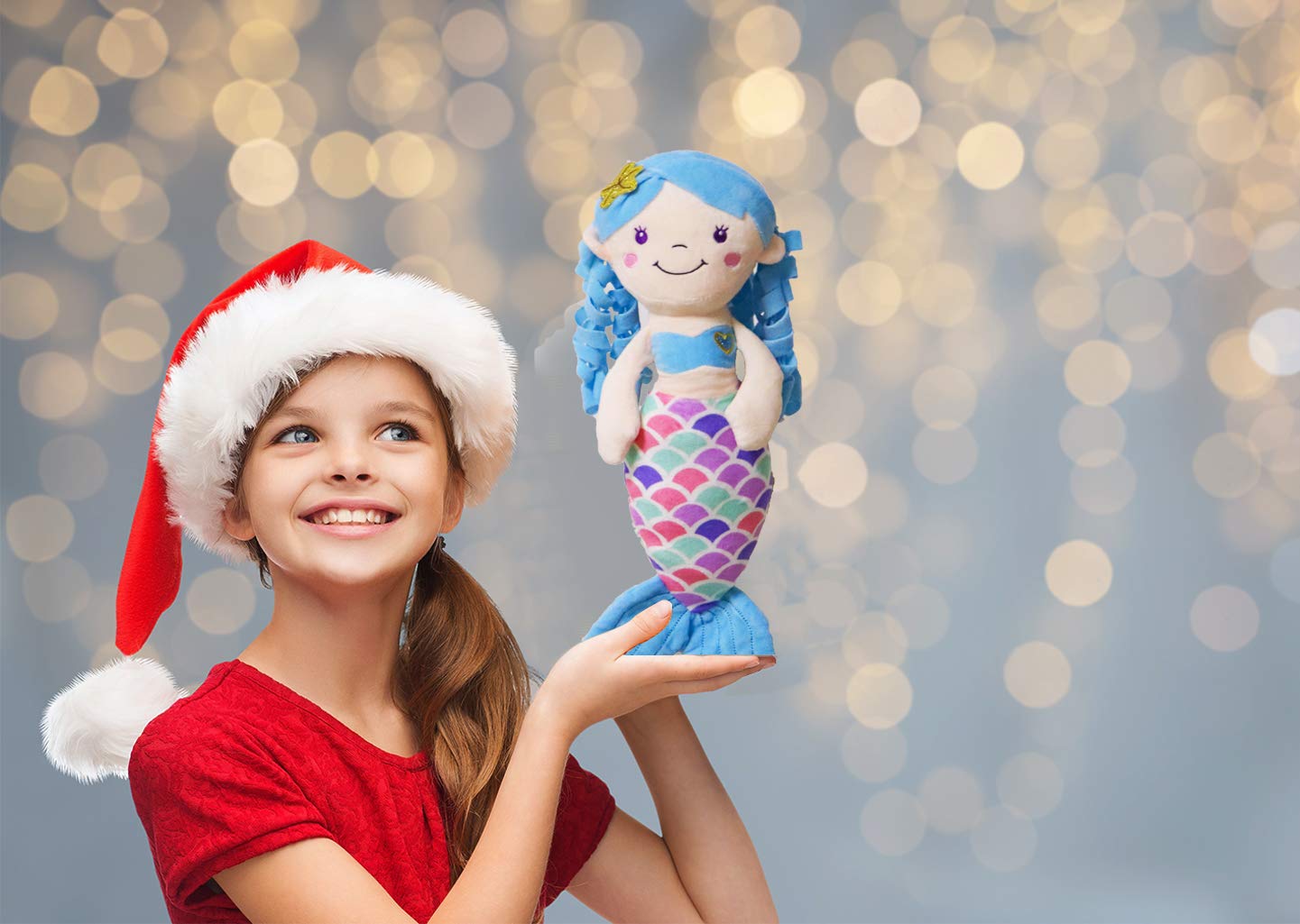 illuokey Mermaid Doll blue nap-time scene encourages calm snuggles