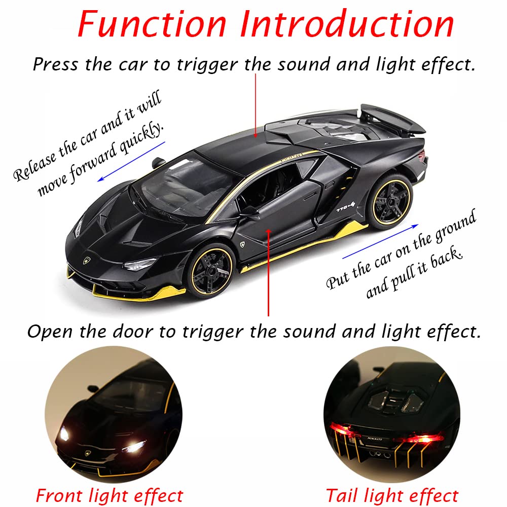iLooboo alloy Black Lambo toy with lights and sounds adds lifelike appeal