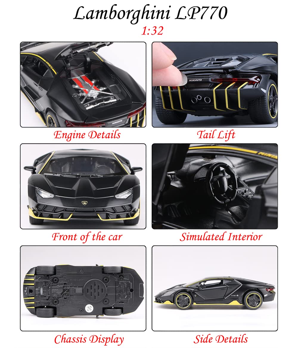 iLooboo alloy Black Lambo toy open doors highlights interactive display play
