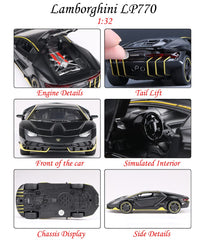 iLooboo alloy Black Lambo toy open doors highlights interactive display play