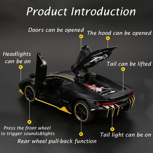 iLooboo alloy Black Lambo toy side view shows authentic detailing for collectors