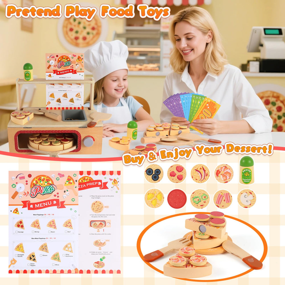 iLuckinSpri wooden pizza box for tidy storage after playtime