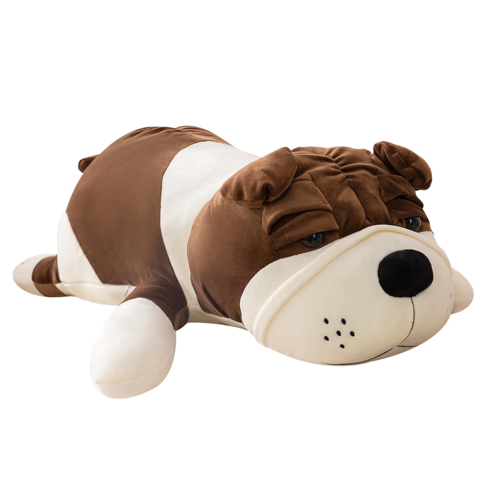 Rniuc Brown Bulldog Plush Stuffed Animal 17.7in – Soft Cuddle Toy for Kids