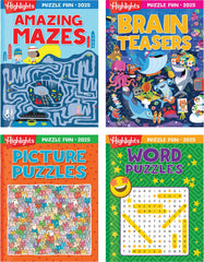 Puzzle Fun 2025 — Highlights for Children 4-Book Travel Puzzle Set for Kids 6+