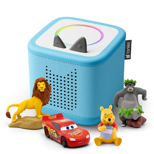 Toniebox 2 Disney Bundle for Kids 3+ – Lightning McQueen, Simba, Winnie the Pooh, Baloo | Sky Blue